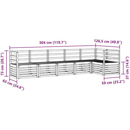  Set vanjskih sofa 6 kom. Prirodna Poliester Bijela 306 x 128,5 x 73 cm Slike