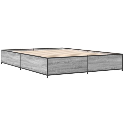 VidaXL Posteljni okvir siva sonoma 135x190 cm inženirski les in kovina, (21128190) Slike