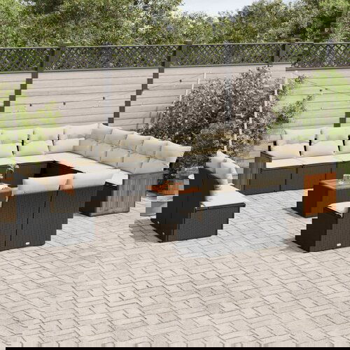 vidaXL 14-dijelni set vrtnih sofa s jastucima poliratan crni Cijene