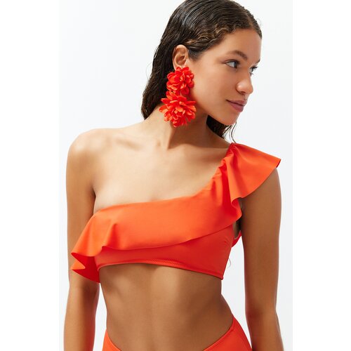 Trendyol Red One-Shoulder Frilly Bikini Top Cene