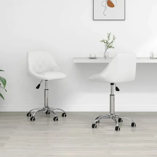  Okretne blagovaonske stolice od umjetne kože 2 kom bijele