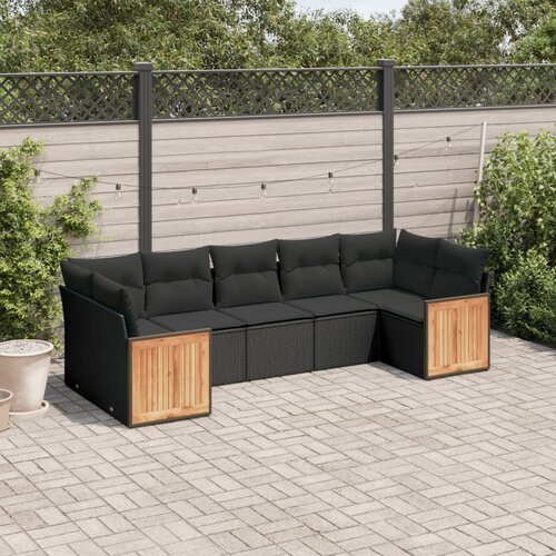 vidaXL 7-dijelni set vrtnih sofa od poliratana s jastucima crni Cijene