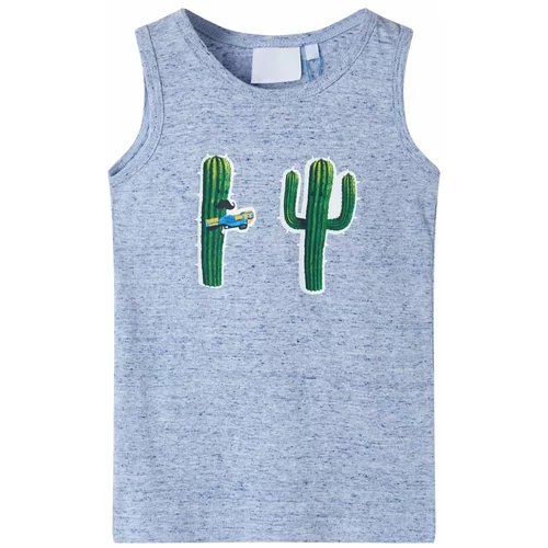 vidaXL Otroška majica brez rokavov kaktus modra melange 116