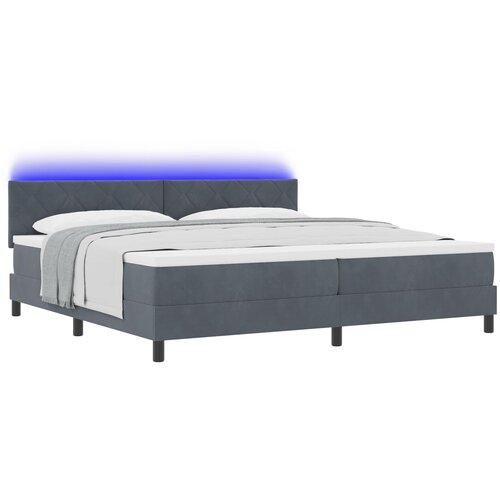 VidaXL Box Spring postelja z vzmetnico in LED temno siva 200x200 cm žamet Slike