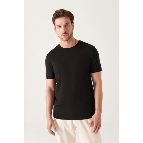 Avva Men's Black Ultrasoft Crew Neck Plain Standard Fit Regular Fit Modal T-shirt Slike