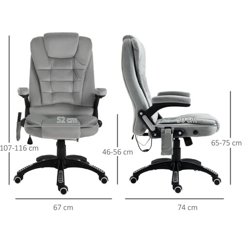  Uredska stolica s masažom i grijanjem ergonomska bar&amp;scaron;unasta siva Slike