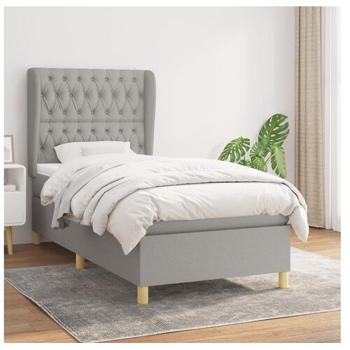  Box spring postelja z vzmetnico svetlo siv 100x200 cm blago Cene