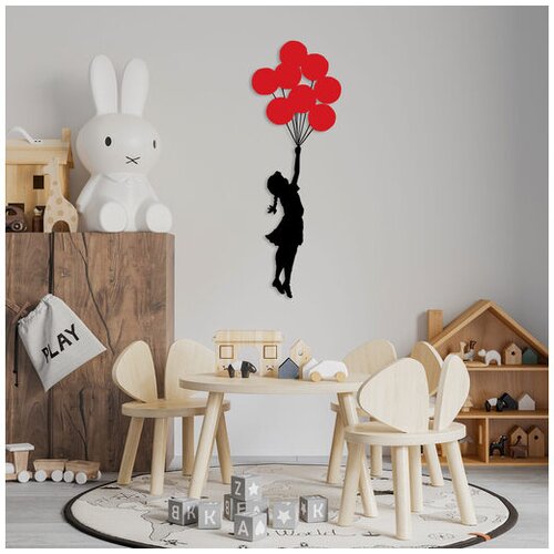 Wallity Zidna dekoracija djevojčice s balonima 100x34 cm crveno-crna Cijene
