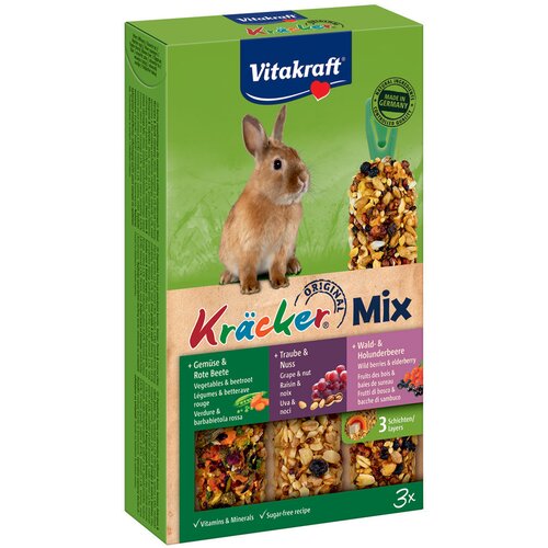 Vitakraft krekeri za patuljaste kuniće Trio-Mix - 3 x 3 kombinacije (povrće, grožđe, šumske bobice) Cijene
