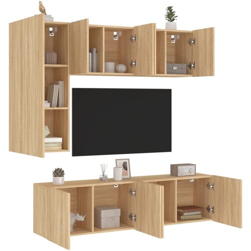  The Living Store Komplet TV omaric 5-delni sonoma hrast inženirski les - Stenska TV Enota, (21555715) Cene