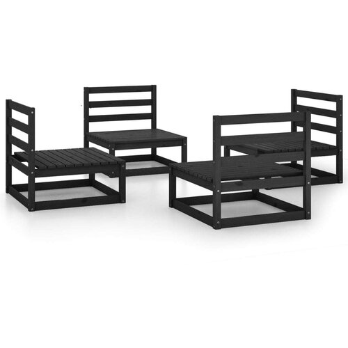  4-dijelna vrtna garnitura od masivne borovine crna Cijene