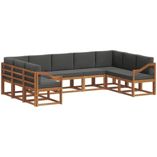  Set vanjskih sofa 9 kom. Prirodna i antracit Smeđa 304 x 185,5 x 73 cm Slike