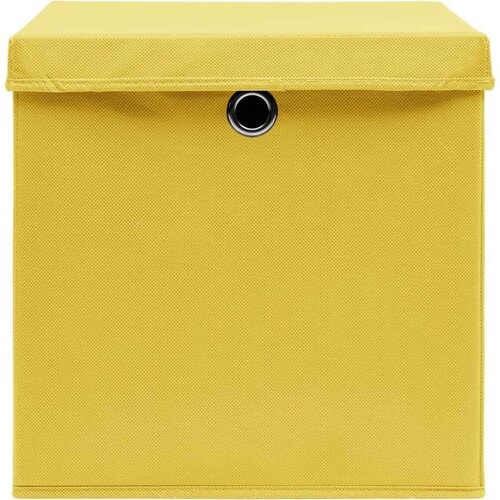 VidaXL Kutije za pohranu s poklopcima 10 kom žute 32x32x32 cm tkanina Slike