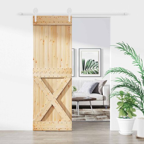  Klizna vrata 80 x 210 cm Masivna borovina Prirodna i bijela Cijene