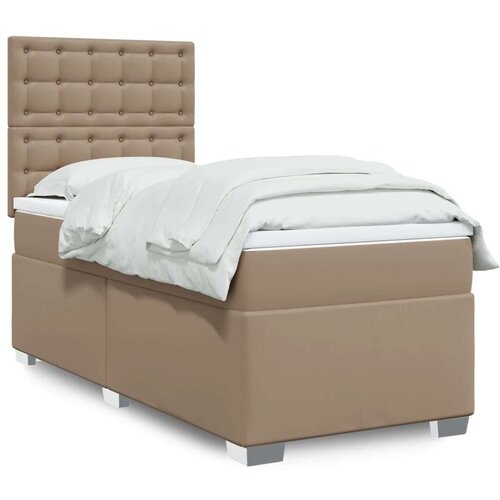  Krevet s oprugama i madrac cappuccino 80x200 cm od umjetne kože Slike