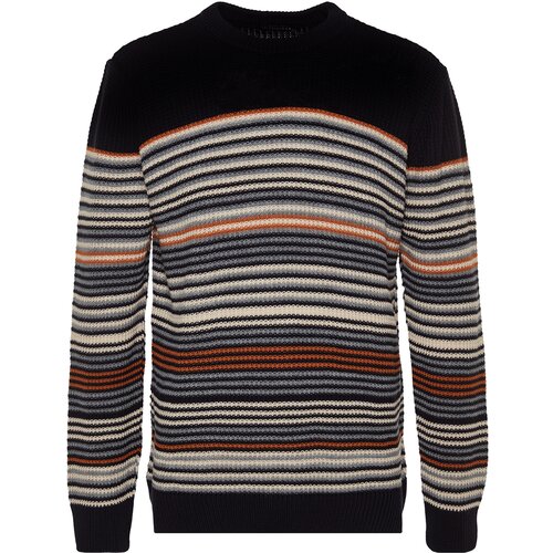 Trendyol Navy Blue Men&amp;#039;s Regular Fit Crewneck Striped Knitwear Sweater. Slike