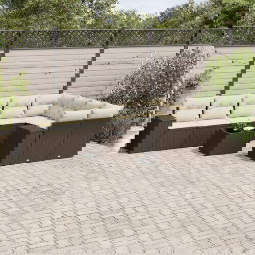 vidaXL 10-dijelni set vrtnih sofa od poliratana s jastucima smeđi Cijene