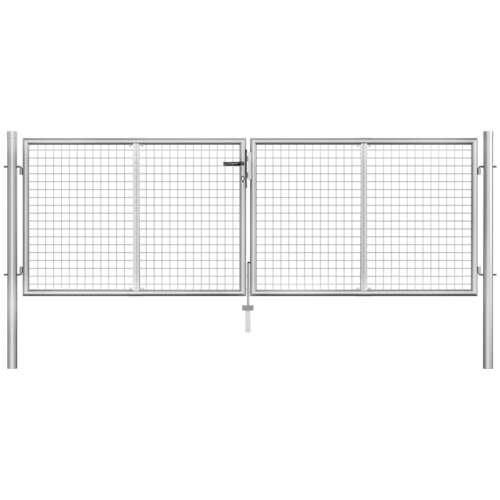 vidaXL Vrtna vrata pocinkano jeklo 306x125 cm srebrna Cene