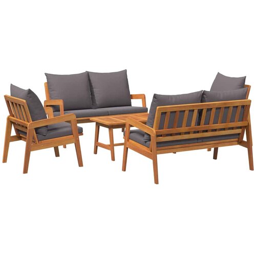 Bistro set s jastukom 3 pcs Smeđa Čvrsto drvo akacije Slike