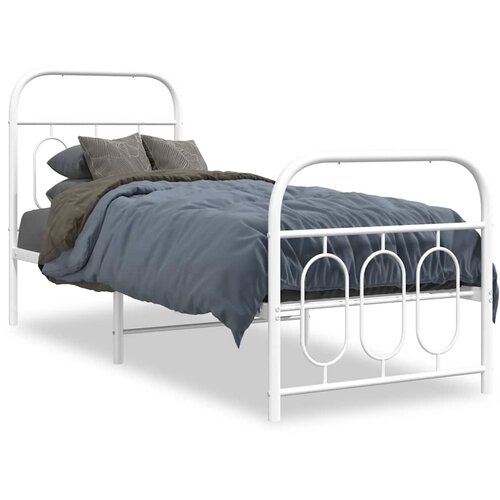  Metalni okvir kreveta uzglavlje i podnožje bijeli 75x190 cm Slike