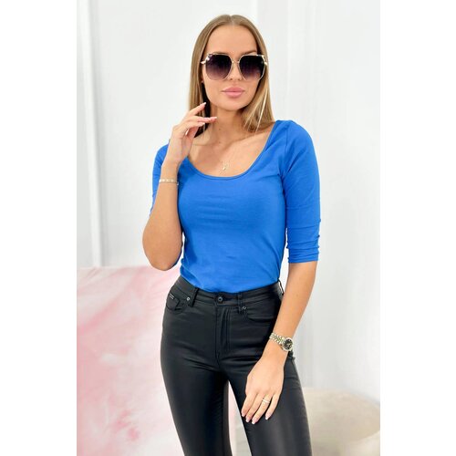 Kesi Blouse with a round neckline purple-blue Cene