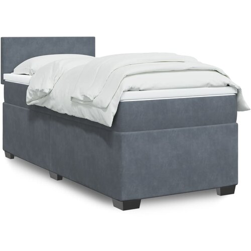 VidaXL Box spring postelja z vzmetnico temno siv 90x190 cm žamet Slike