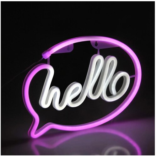  LED neonska zidna dekoracija HELLO LED/3W/3xAA USB ružičasta Cene