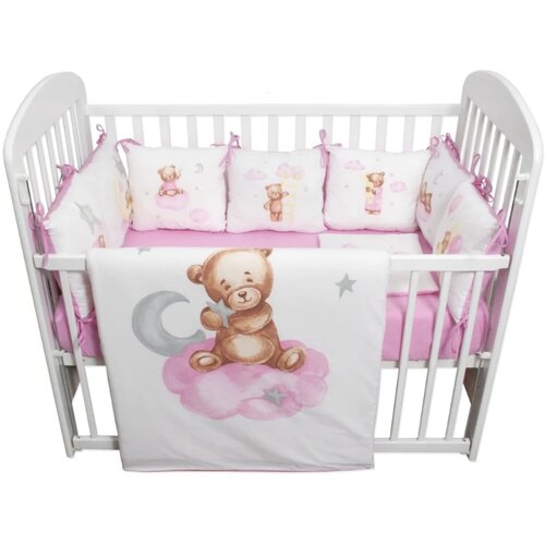 Fim Baby posteljina za krevetac sa jastučićima Tedy, Pink Cene