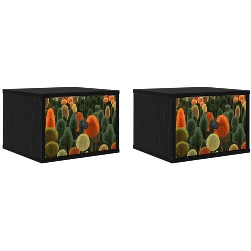  Wall-mounted noćni ormarić ZAANDAM 2 kom. Crni hrast - Crni hrast Print &scaron;ume 2 Cijene