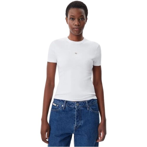 Calvin Klein Jeans Majice &amp;amp; Polo majice J20J225245 Bela Slike