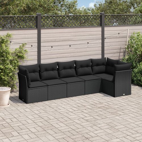 VidaXL 6-dijelni set vrtnih sofa s jastucima crni od poliratana Slike