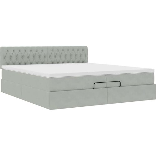 VidaXL okvir kreveta s madracima svijetlosivi 200x200cm bar&amp;scaron;unasti Slike