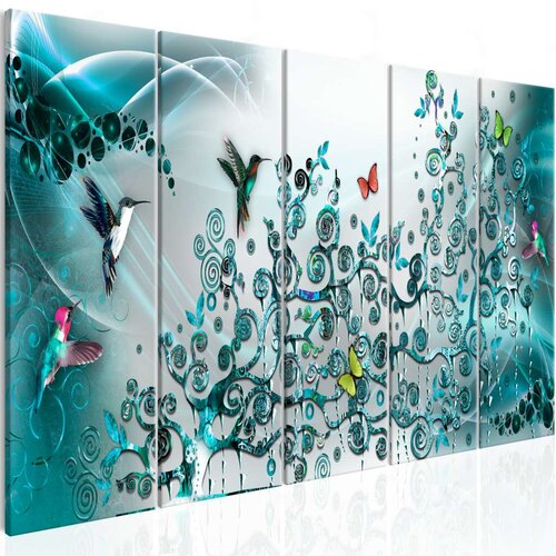  Slika - Hummingbirds Dance (5 Parts) Turquoise Narrow 200x80 Cijene