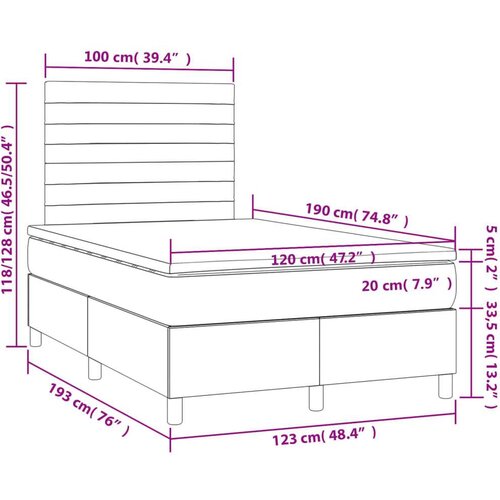 VidaXL Krevet box spring s madracem tamnosivi 120 x 190 cm tkanina Slike
