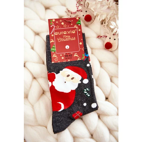Kesi Men's Christmas Cotton Socks With Santa Claus And Reindeer Dark gray