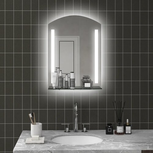  Kupaonsko ogledalo s LED rasvjetom elegantno i visokokvalitetno staklo aluminij plastika 50D x 12&amp;Scaron; x 70V cm Slike
