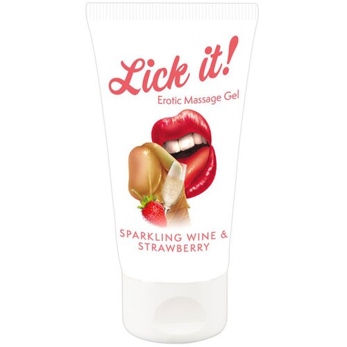 Lubry Masažni gel Lick it! Jagoda s penečim vinom 50ml (R625744) Cene