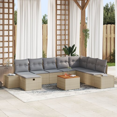 vidaXL Vrtni sofa set Set od 9 Bež Poli ratan Vrtni sofa set Cene