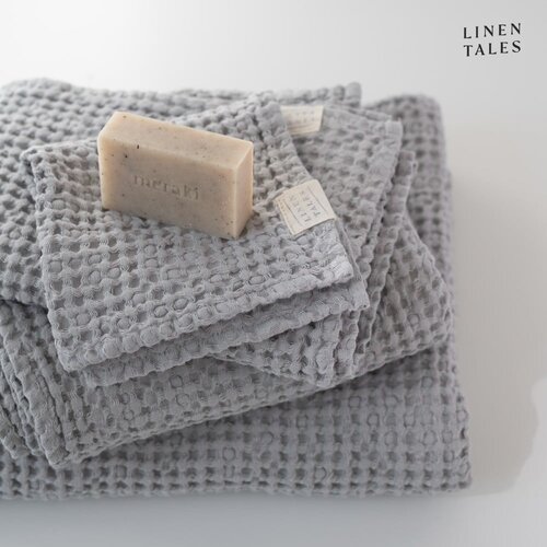 Linen Tales Svetlo siva brisača 100x140 cm Honeycomb – Linen Tales Cene