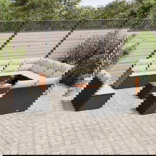  The Living Store Vrtna sedežna garnitura 12-delna z blazinami črn poli ratan - Vrtna Sedežna Garniture, (21477965) Cene