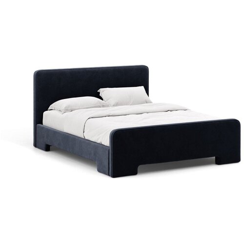 Micadoni Tamno plavi tapecirani bračni krevet s podnicom 180x200 cm Eda – Cene