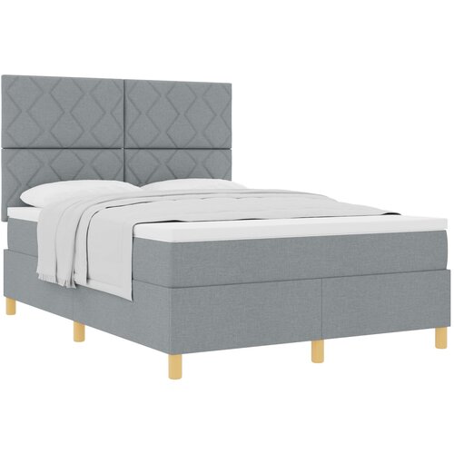 VidaXL vzmetnica z okvirjem svetlo siva 140x190 cm tkanina, (22082407) Slike
