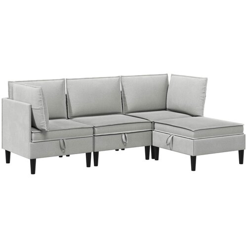  Set namještaja za dnevni boravak 4 pcs Svjetlosiva Tkanina Cene