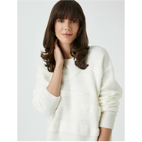 Koton Şahika Ercümen X - Soft Textured Crew Neck Oversize Sweater