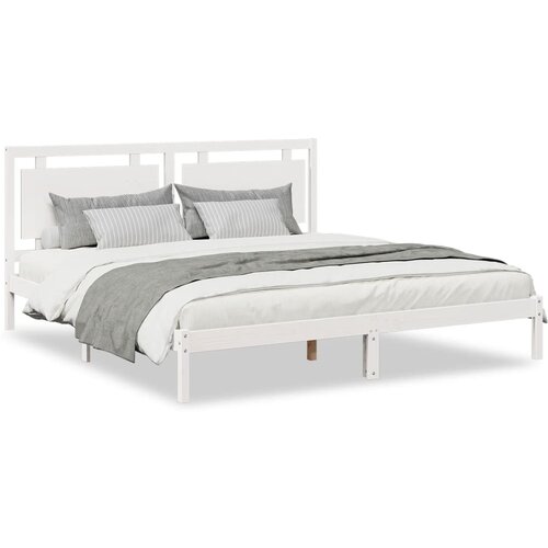 Maison Chic Dalj&amp;scaron;i Posteljni okvir - Dvoposteljna postelja - Zakonska postelja brez vzmetnice bel 180x210 cm trden les, (21695535) Slike
