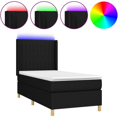 Maison Chic Box spring postelja - Vzmetna postelja z vzmetnico LED črna 80x200 cm blago SL21282, (21893069) Slike