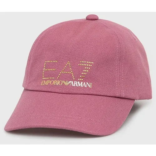 Ea7 Emporio Armani Pamučna kapa boja: ružičasta, s aplikacijom
