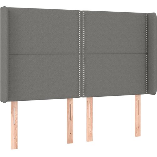 Maison Chic Vzglavna omarica - Nočna omarica - Posteljna omarica z u&scaron;esi temno sivo 147x16x118/128 cm blago, (21710038) Cene