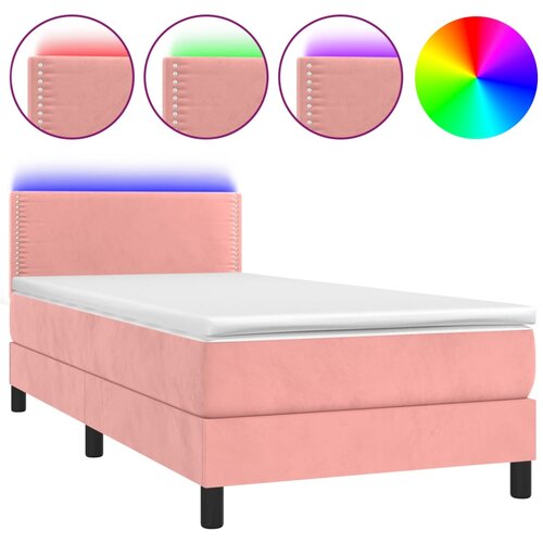Maison Chic Box spring postelja - Vzmetna postelja z vzmetnico LED roza 80x200 cm žamet SL3618, (21902251) Cene