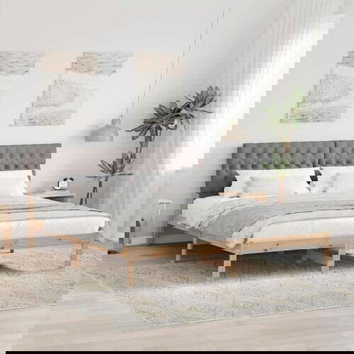 vidaXL Posteljni okvir z oblazinjenim vzglavjem Rjava 180 x 200 cm Cene